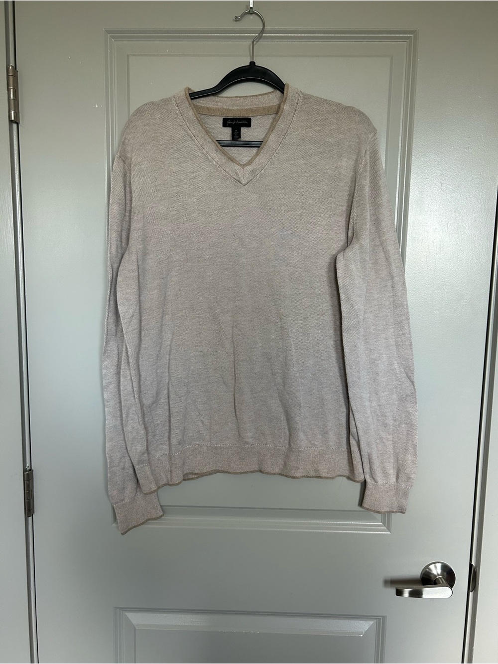 John W. Nordstrom Cotton Silk Blend Men's V-Neck Sweater - Oatmeal
